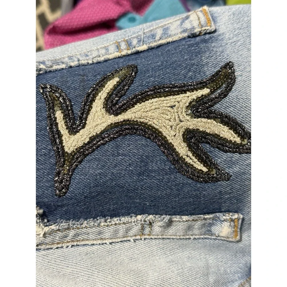 Vtg Levis 501 Cutoff Short Reworked History Repeats Custom Antler Beadwork Sz 34